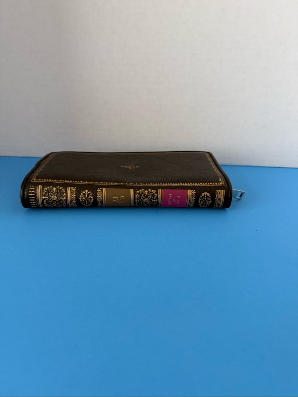Source Unknown Brown and Pink Book-Spine Zipper Wallet